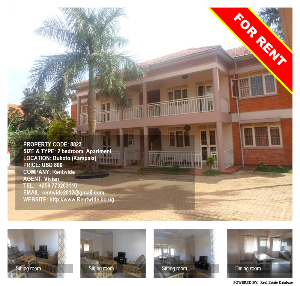 2 bedroom Apartment  for rent in Bukoto Kampala Uganda, code: 8823