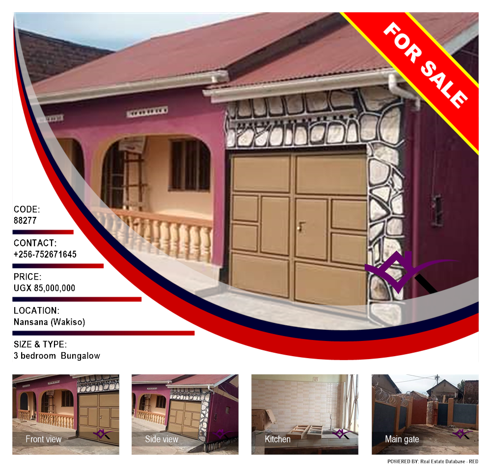 3 bedroom Bungalow  for sale in Nansana Wakiso Uganda, code: 88277