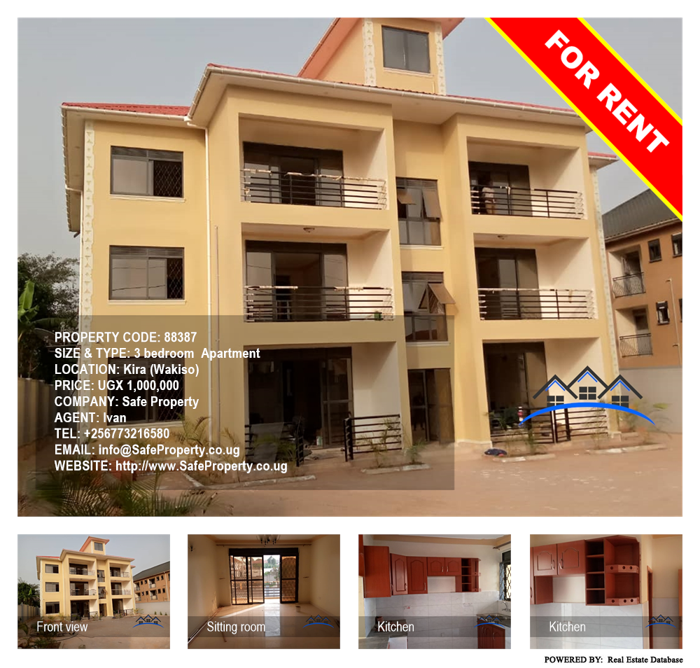 3 bedroom Apartment  for rent in Kira Wakiso Uganda, code: 88387