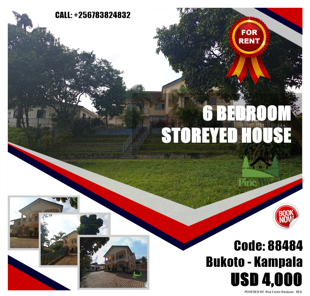 6 bedroom Storeyed house  for rent in Bukoto Kampala Uganda, code: 88484