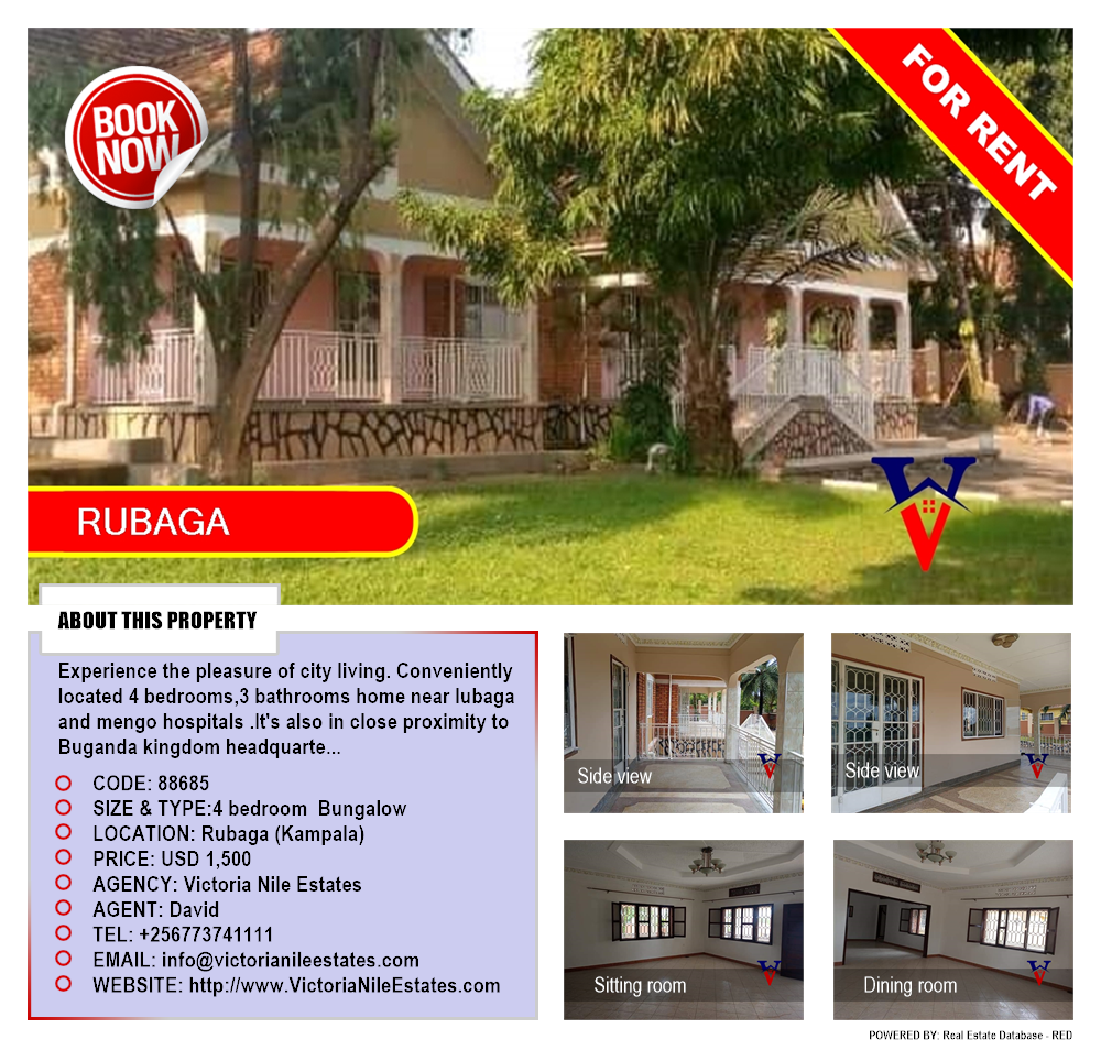 4 bedroom Bungalow  for rent in Rubaga Kampala Uganda, code: 88685