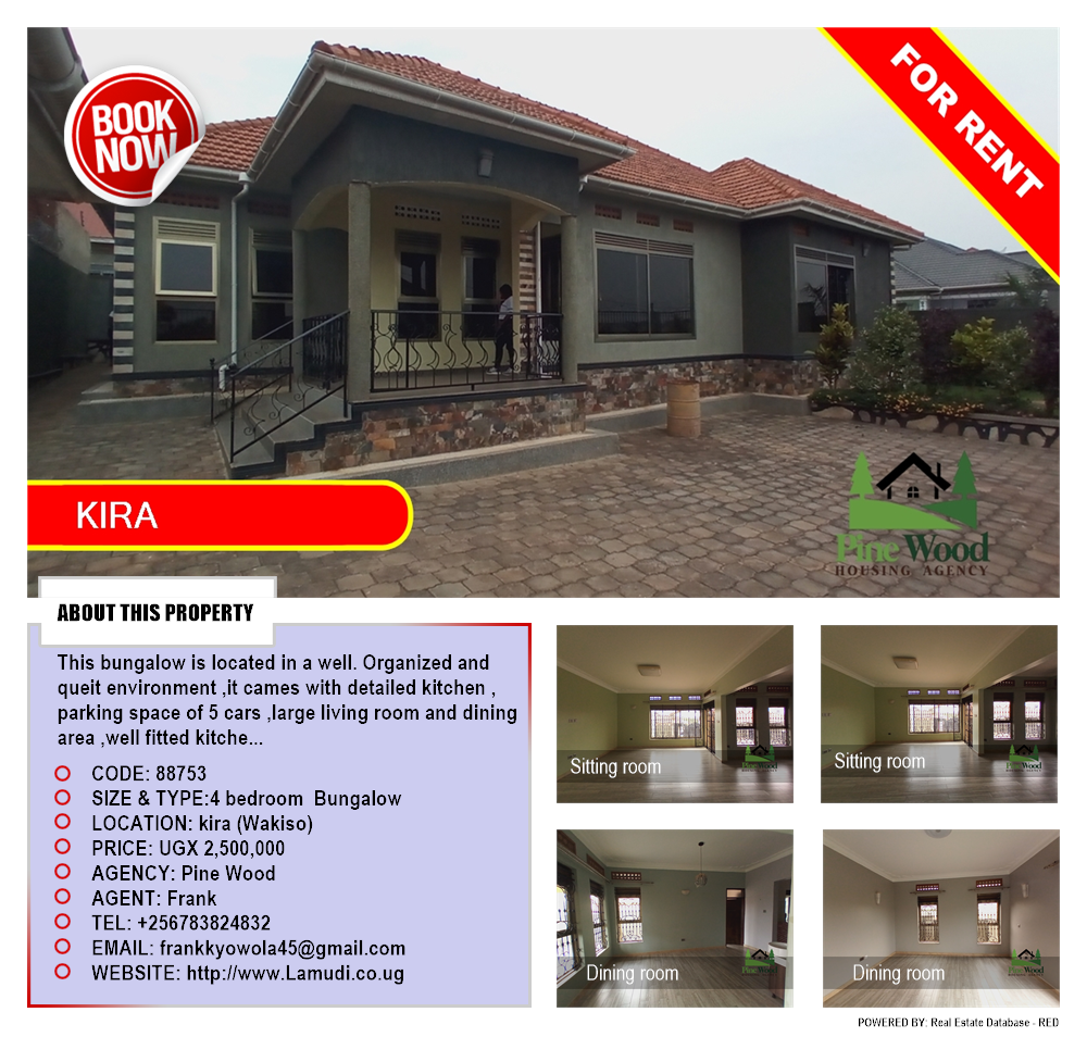 4 bedroom Bungalow  for rent in Kira Wakiso Uganda, code: 88753