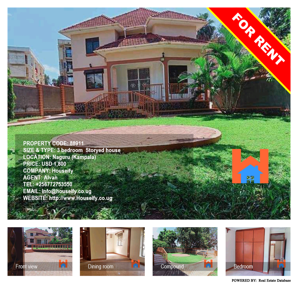 3 bedroom Storeyed house  for rent in Naguru Kampala Uganda, code: 88911