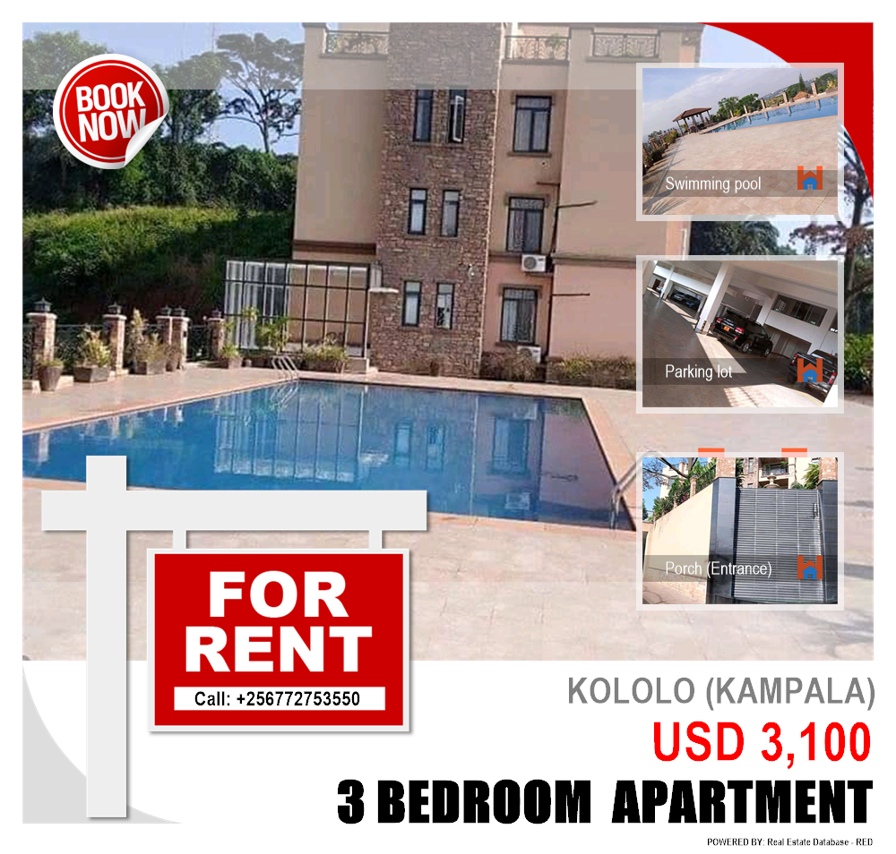 3 bedroom Apartment  for rent in Kololo Kampala Uganda, code: 89042