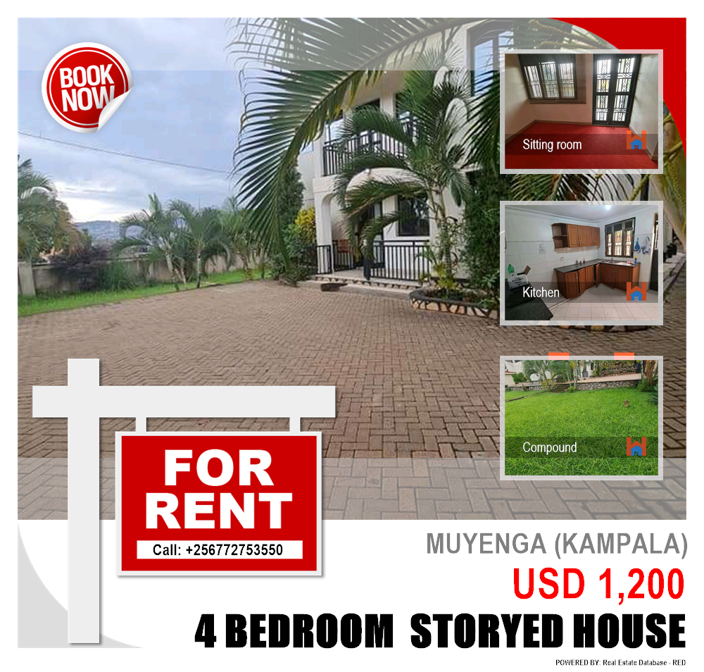 4 bedroom Storeyed house  for rent in Muyenga Kampala Uganda, code: 89043