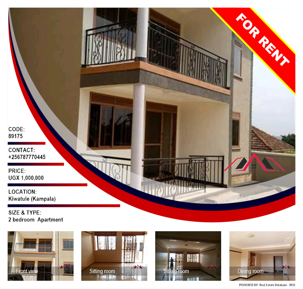 2 bedroom Apartment  for rent in Kiwaatule Kampala Uganda, code: 89175