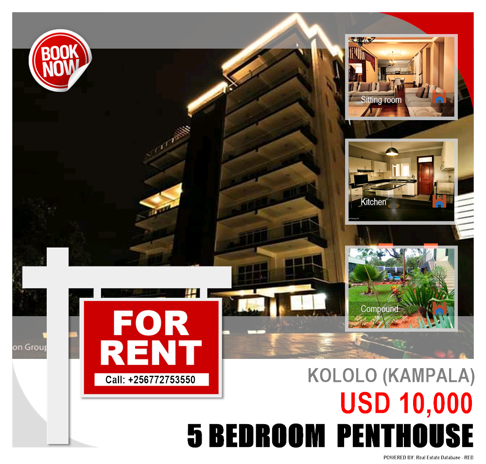 5 bedroom Penthouse  for rent in Kololo Kampala Uganda, code: 89190