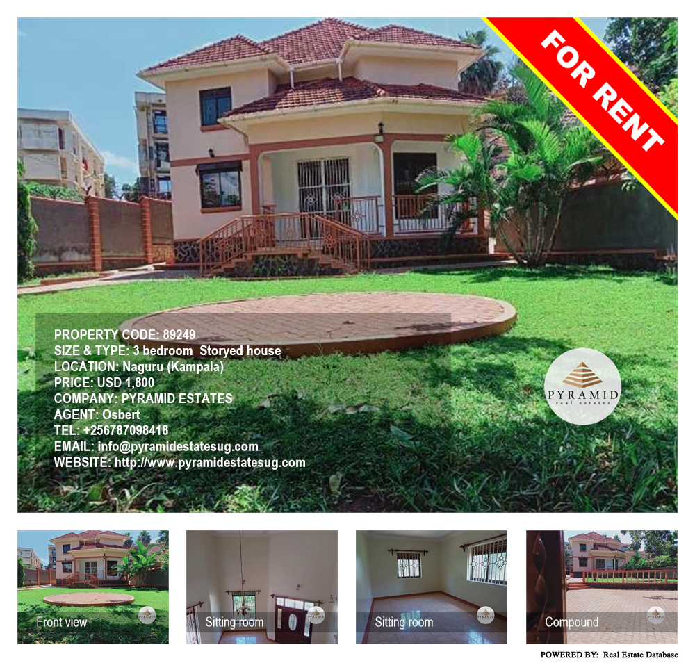 3 bedroom Storeyed house  for rent in Naguru Kampala Uganda, code: 89249