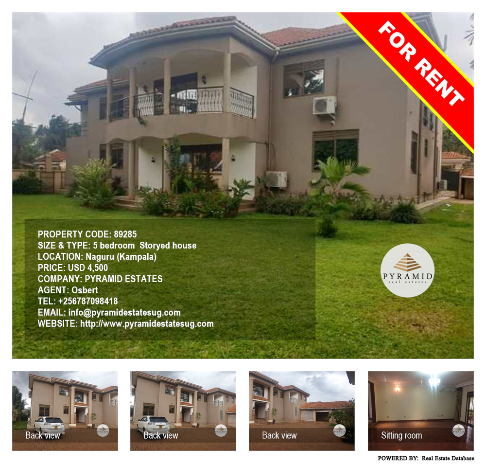 5 bedroom Storeyed house  for rent in Naguru Kampala Uganda, code: 89285