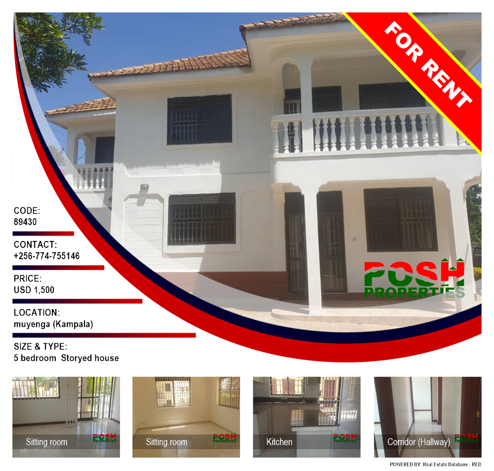 5 bedroom Storeyed house  for rent in Muyenga Kampala Uganda, code: 89430