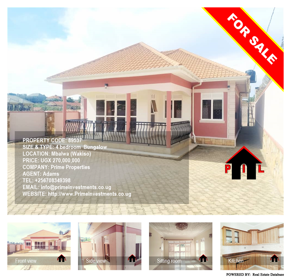4 bedroom Bungalow  for sale in Mbalwa Wakiso Uganda, code: 89537