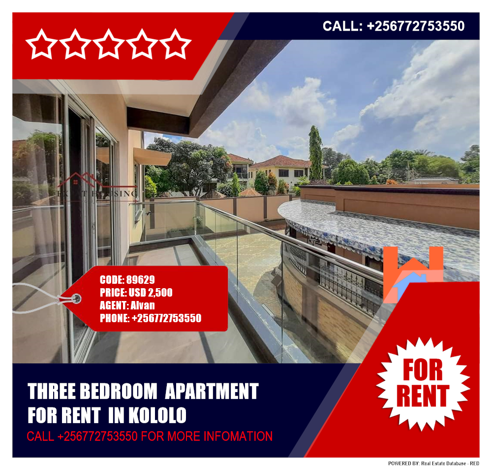 3 bedroom Apartment  for rent in Kololo Kampala Uganda, code: 89629
