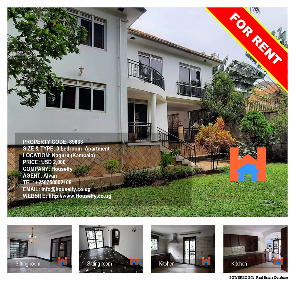3 bedroom Apartment  for rent in Naguru Kampala Uganda, code: 89633