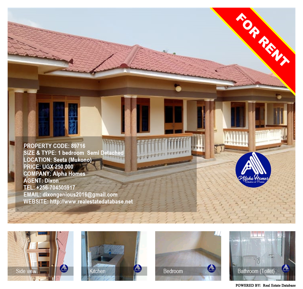 1 bedroom Semi Detached  for rent in Seeta Mukono Uganda, code: 89716