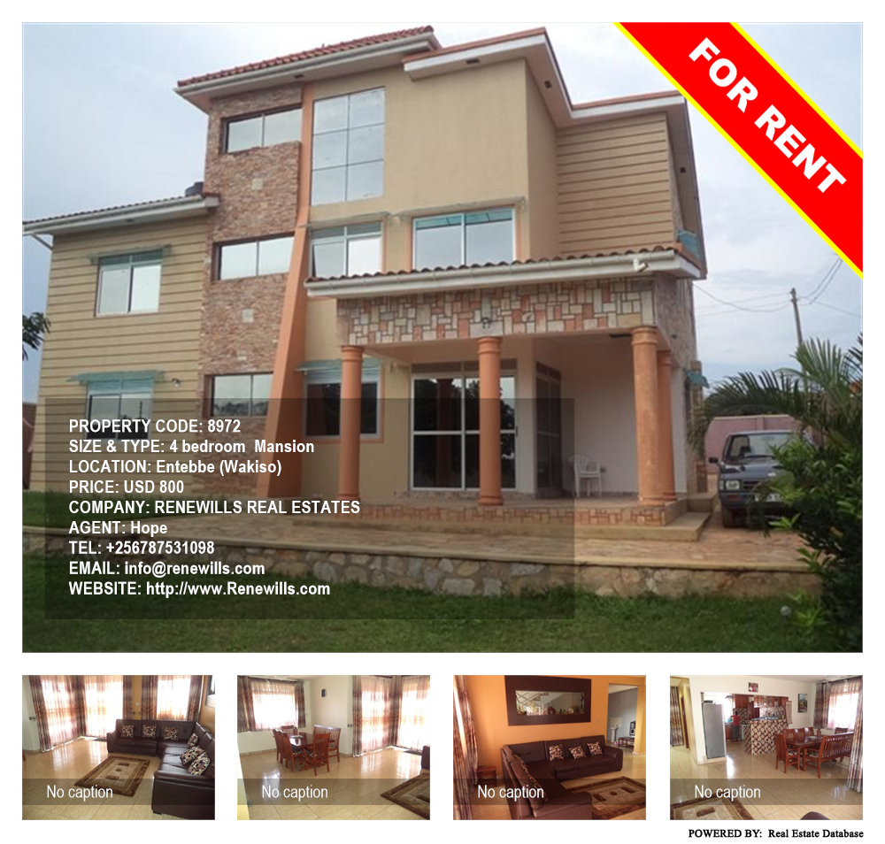 4 bedroom Mansion  for rent in Entebbe Wakiso Uganda, code: 8972