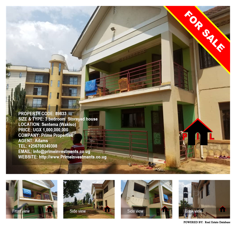 3 bedroom Storeyed house  for sale in Sentema Wakiso Uganda, code: 89833