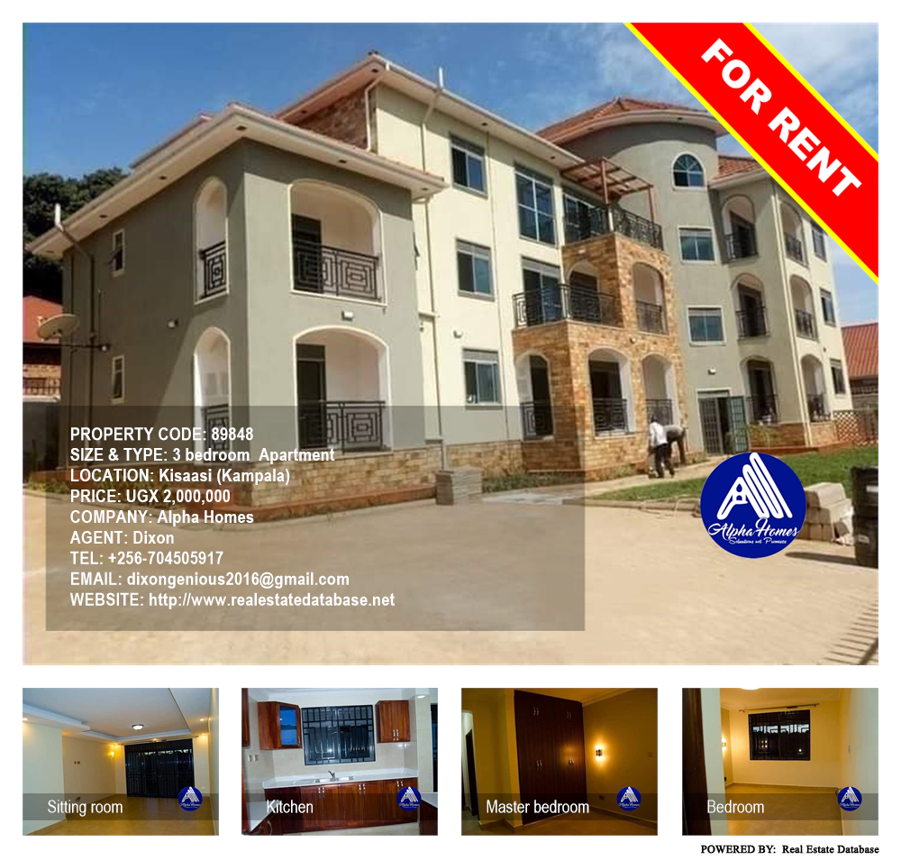 3 bedroom Apartment  for rent in Kisaasi Kampala Uganda, code: 89848