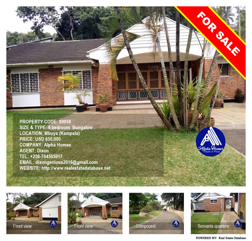 6 bedroom Bungalow  for sale in Mbuya Kampala Uganda, code: 89958