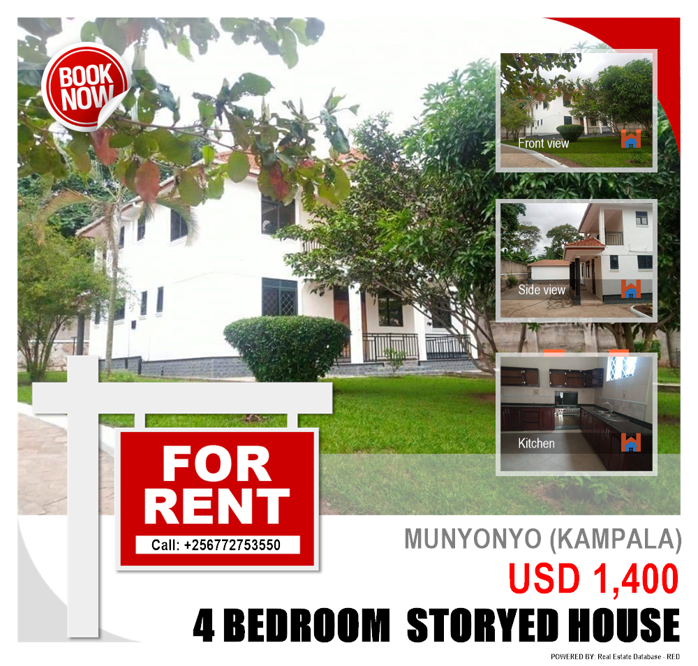 4 bedroom Storeyed house  for rent in Munyonyo Kampala Uganda, code: 89984