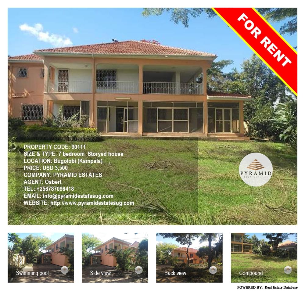 7 bedroom Storeyed house  for rent in Bugoloobi Kampala Uganda, code: 90111
