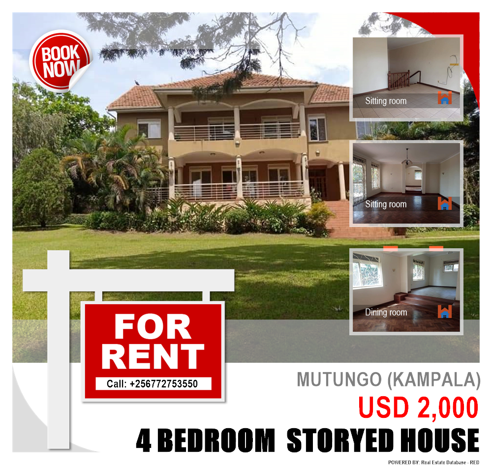 4 bedroom Storeyed house  for rent in Mutungo Kampala Uganda, code: 90170