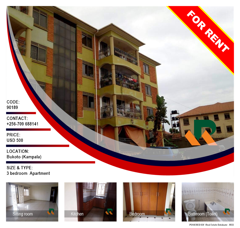 3 bedroom Apartment  for rent in Bukoto Kampala Uganda, code: 90189