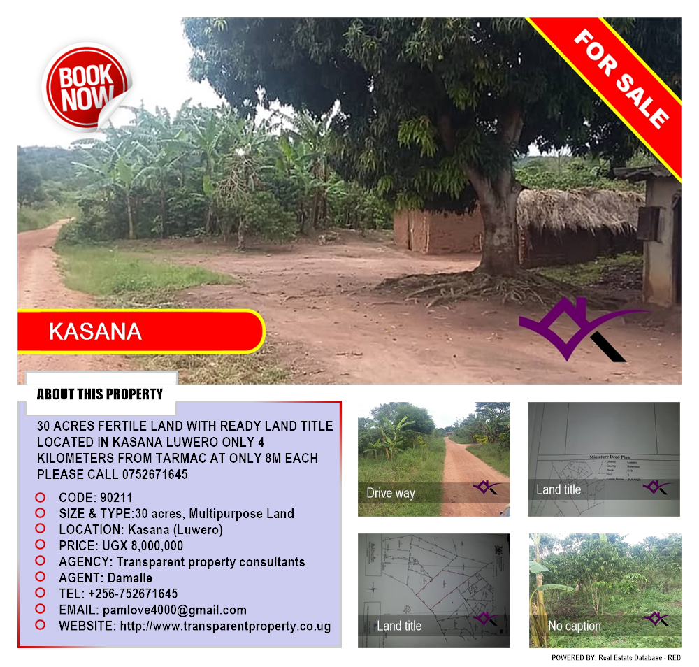 Multipurpose Land  for sale in Kasana Luweero Uganda, code: 90211