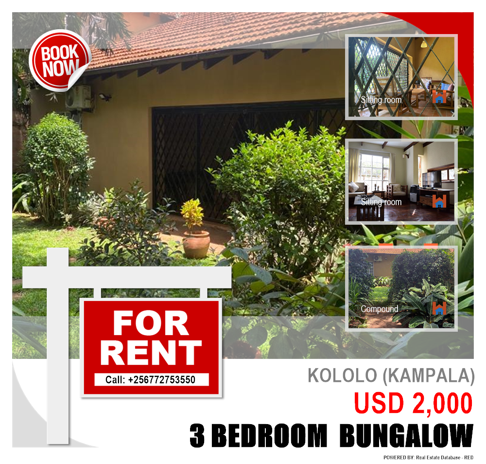 3 bedroom Bungalow  for rent in Kololo Kampala Uganda, code: 90603