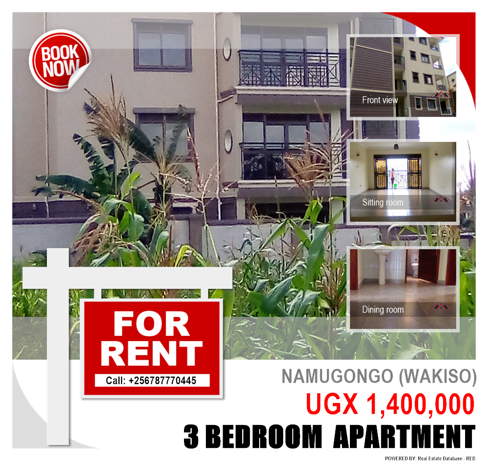 3 bedroom Apartment  for rent in Namugongo Wakiso Uganda, code: 90707