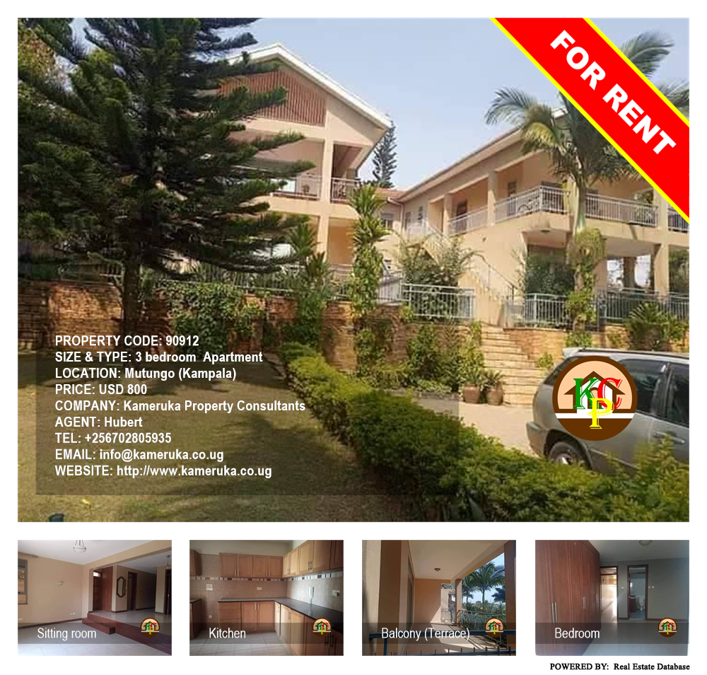 3 bedroom Apartment  for rent in Mutungo Kampala Uganda, code: 90912