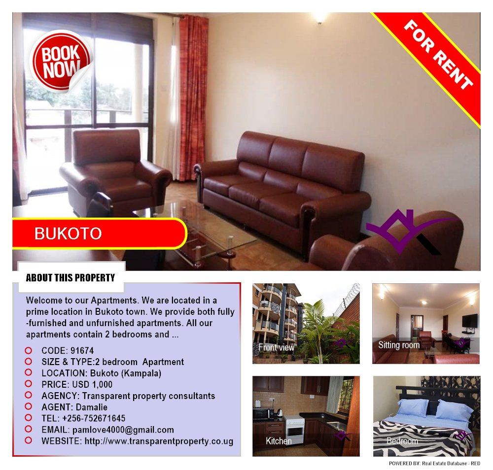 2 bedroom Apartment  for rent in Bukoto Kampala Uganda, code: 91674