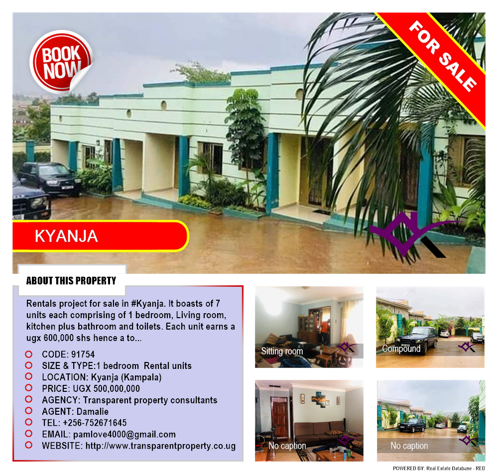 1 bedroom Rental units  for sale in Kyanja Kampala Uganda, code: 91754