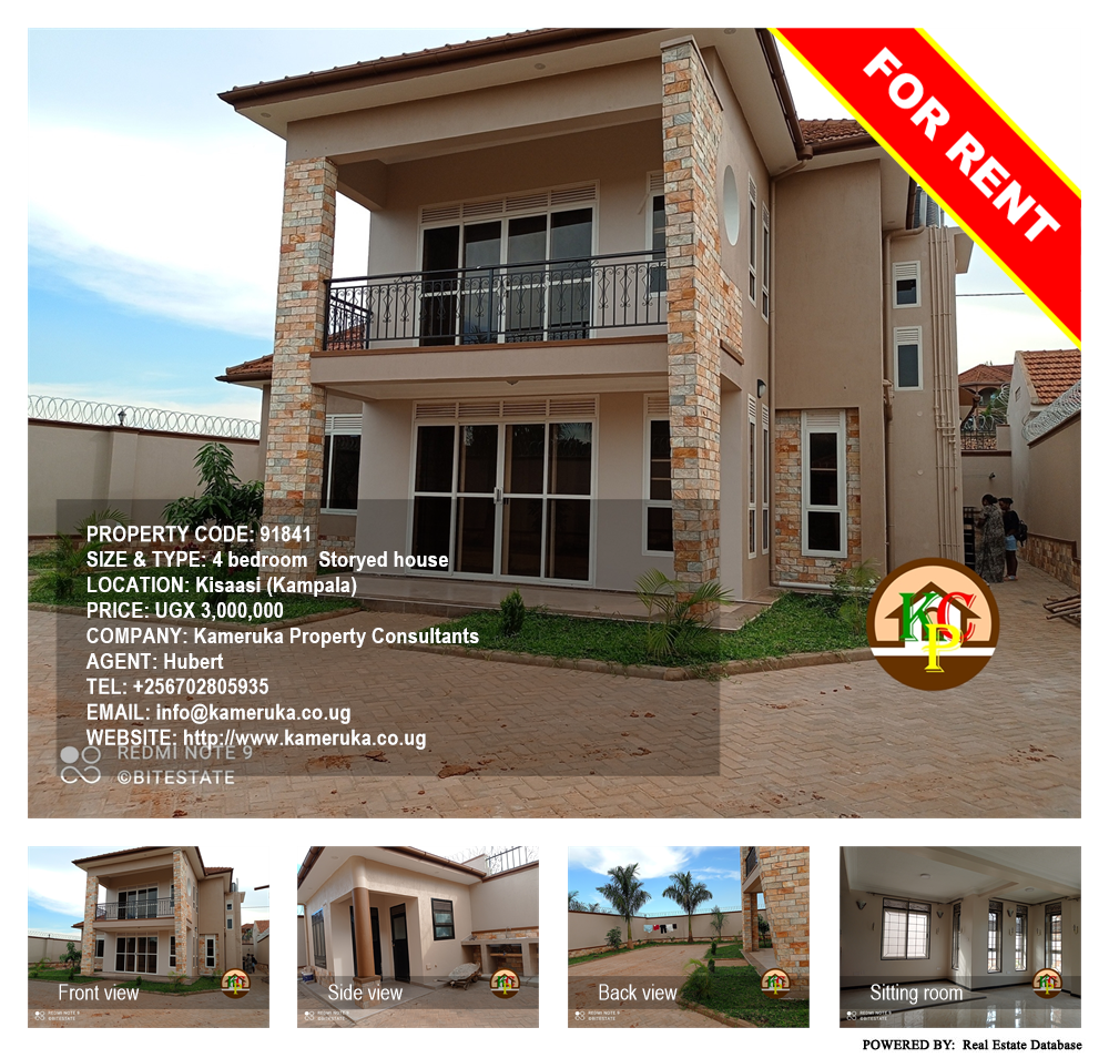 4 bedroom Storeyed house  for rent in Kisaasi Kampala Uganda, code: 91841