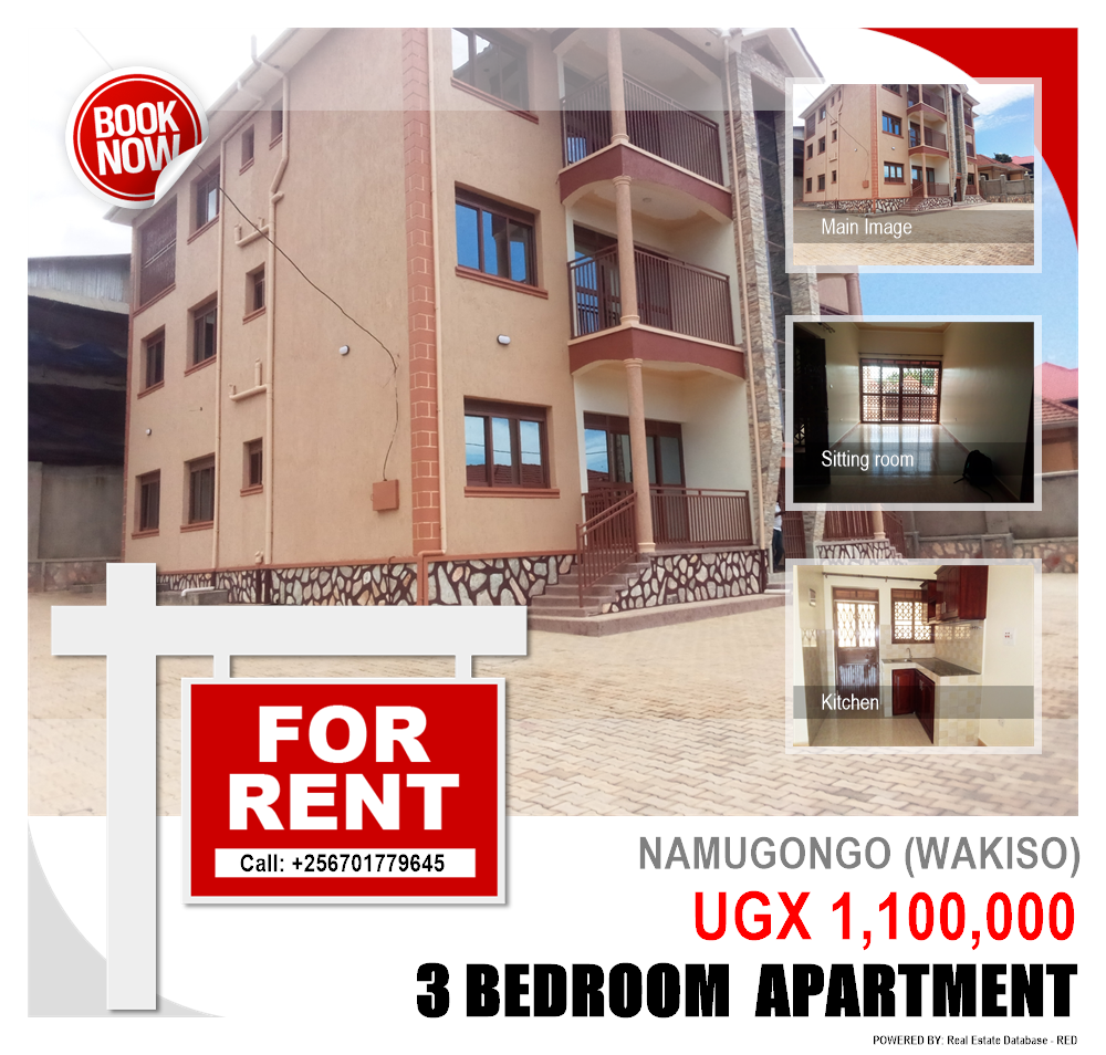3 bedroom Apartment  for rent in Namugongo Wakiso Uganda, code: 92125