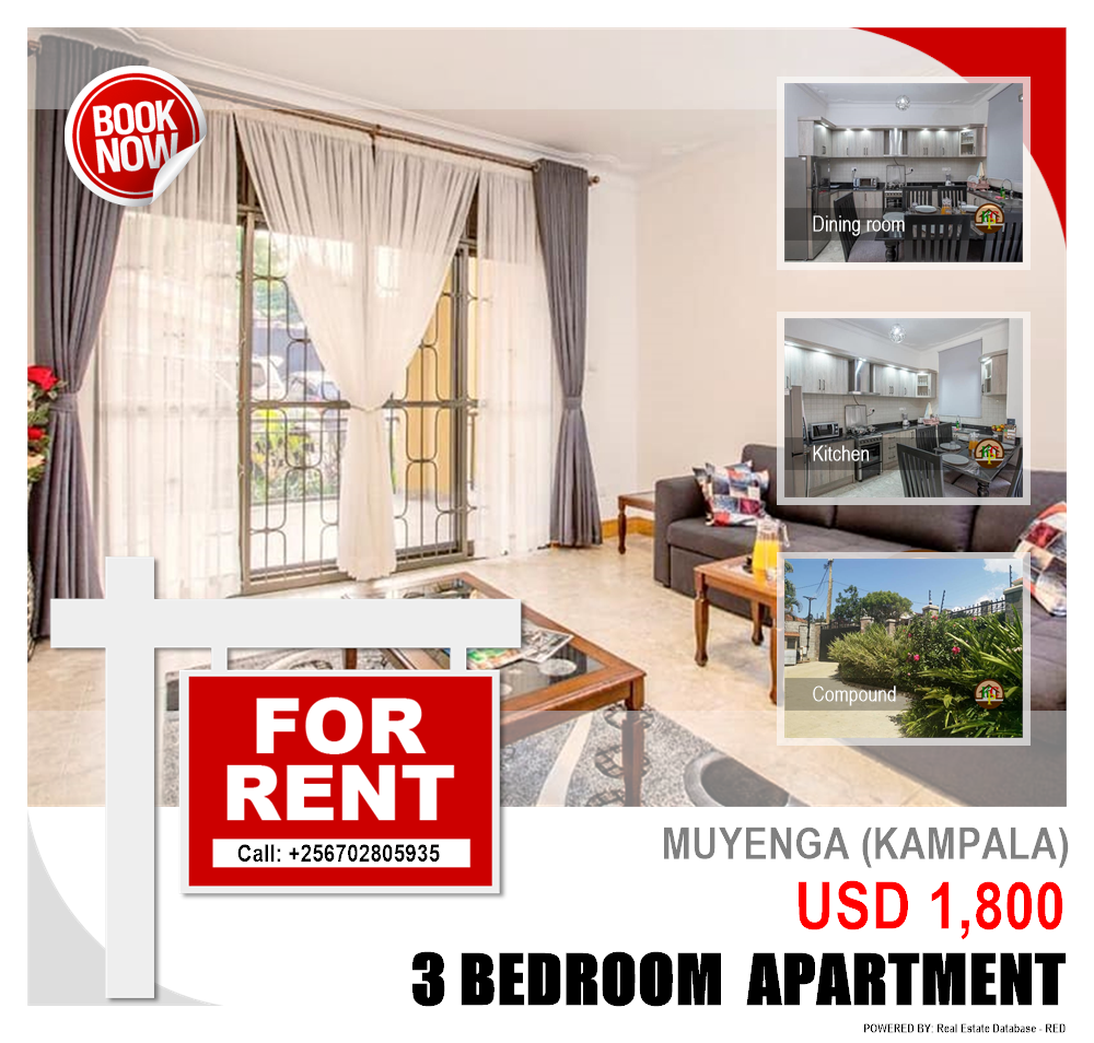 3 bedroom Apartment  for rent in Muyenga Kampala Uganda, code: 92180