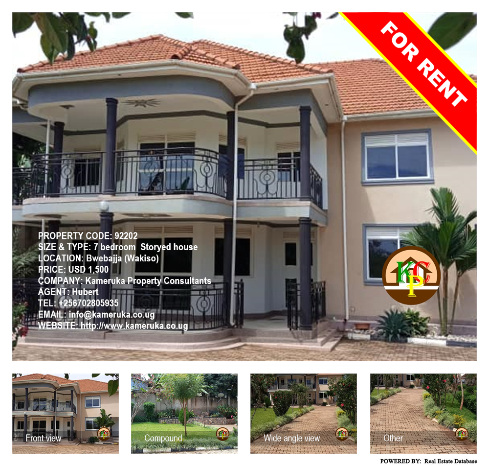 7 bedroom Storeyed house  for rent in Bwebajja Wakiso Uganda, code: 92202