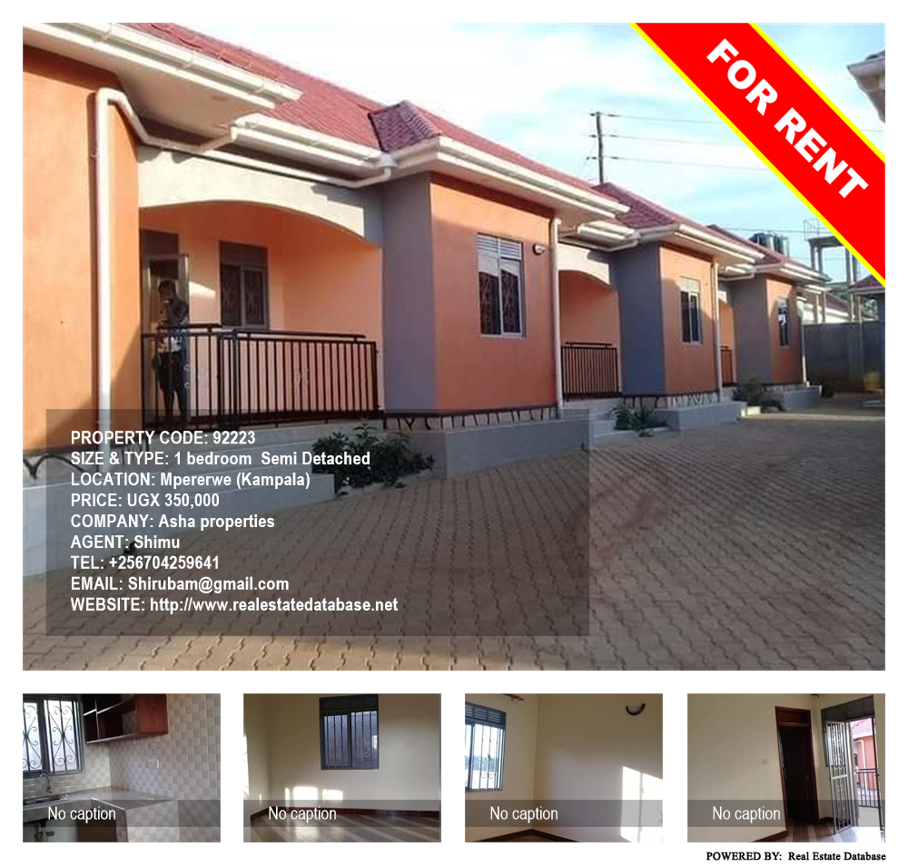 1 bedroom Semi Detached  for rent in Mpererwe Kampala Uganda, code: 92223