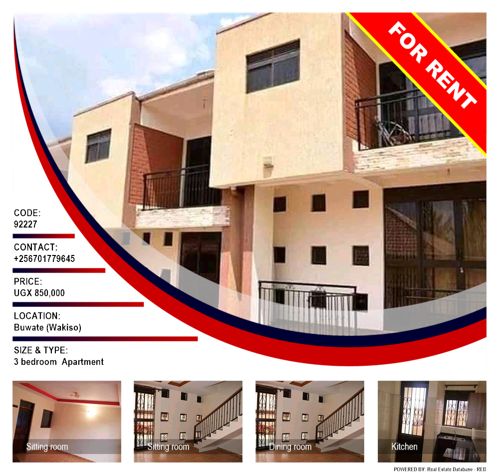 3 bedroom Apartment  for rent in Buwaate Wakiso Uganda, code: 92227