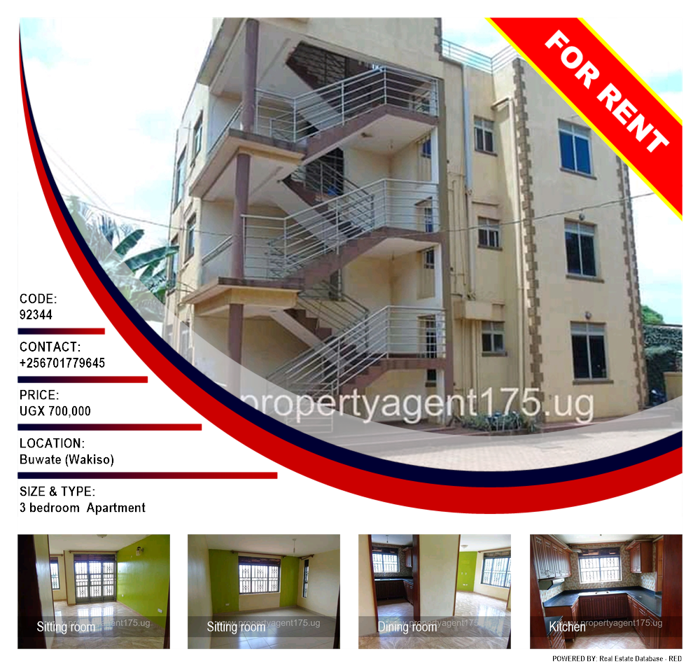 3 bedroom Apartment  for rent in Buwaate Wakiso Uganda, code: 92344