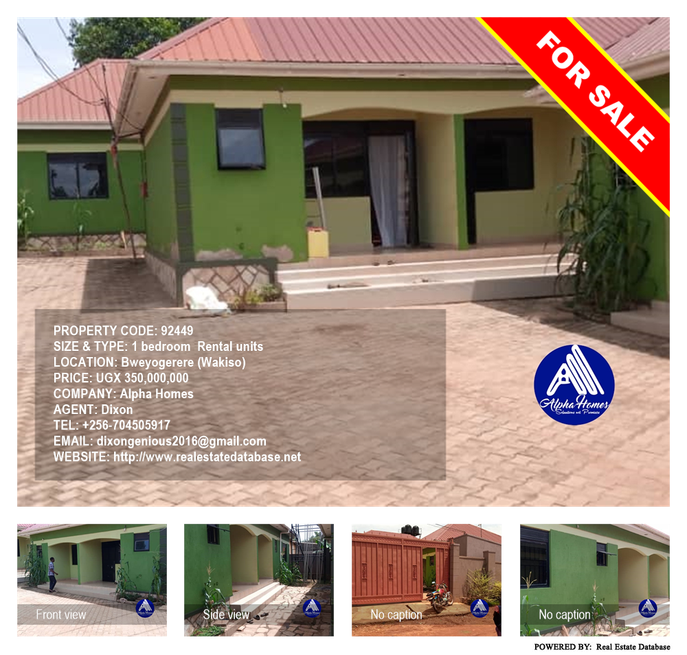 1 bedroom Rental units  for sale in Bweyogerere Wakiso Uganda, code: 92449