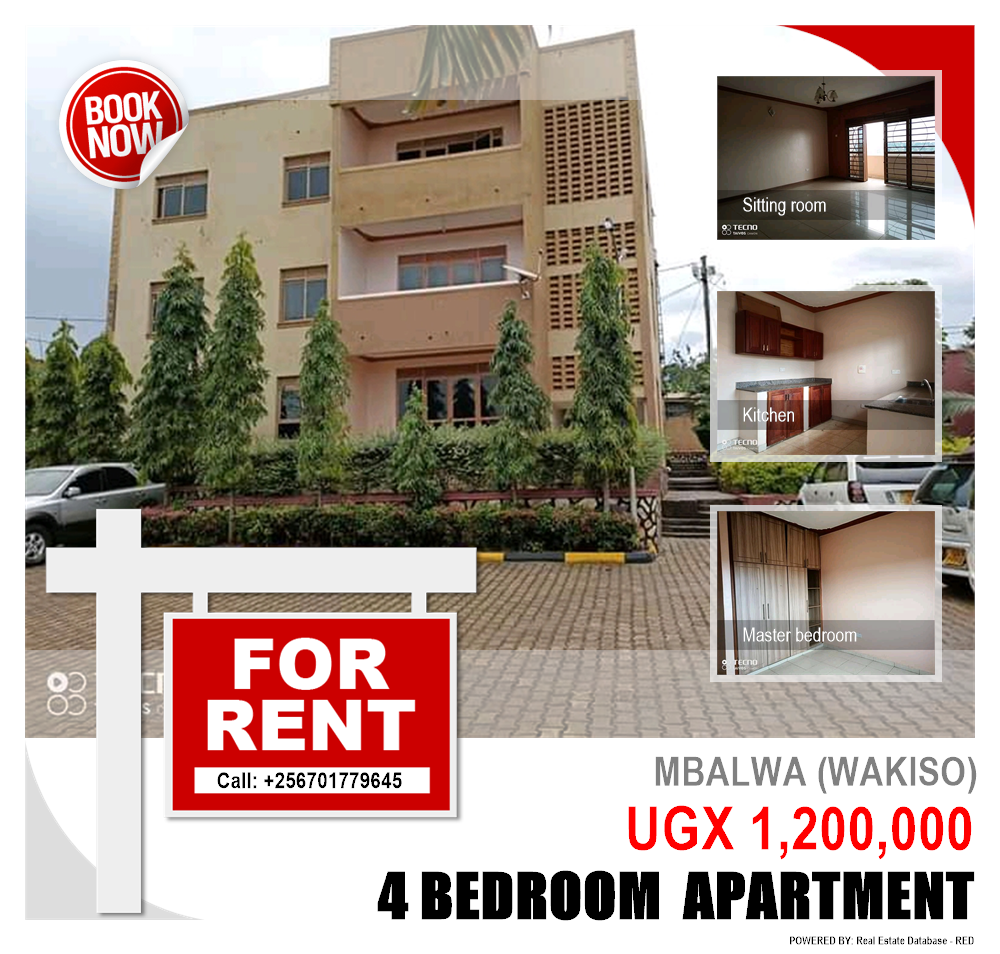 4 bedroom Apartment  for rent in Mbalwa Wakiso Uganda, code: 92835