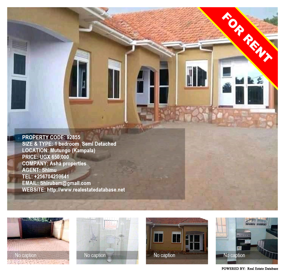 1 bedroom Semi Detached  for rent in Mutungo Kampala Uganda, code: 92855