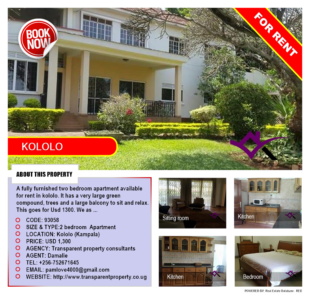 2 bedroom Apartment  for rent in Kololo Kampala Uganda, code: 93058