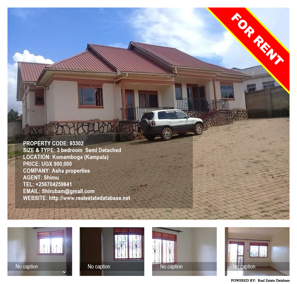 3 bedroom Semi Detached  for rent in Komamboga Kampala Uganda, code: 93302