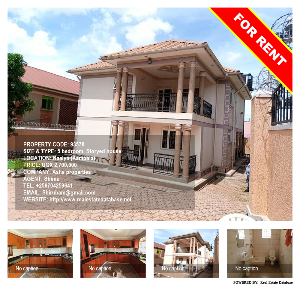 5 bedroom Storeyed house  for rent in Naalya Kampala Uganda, code: 93578