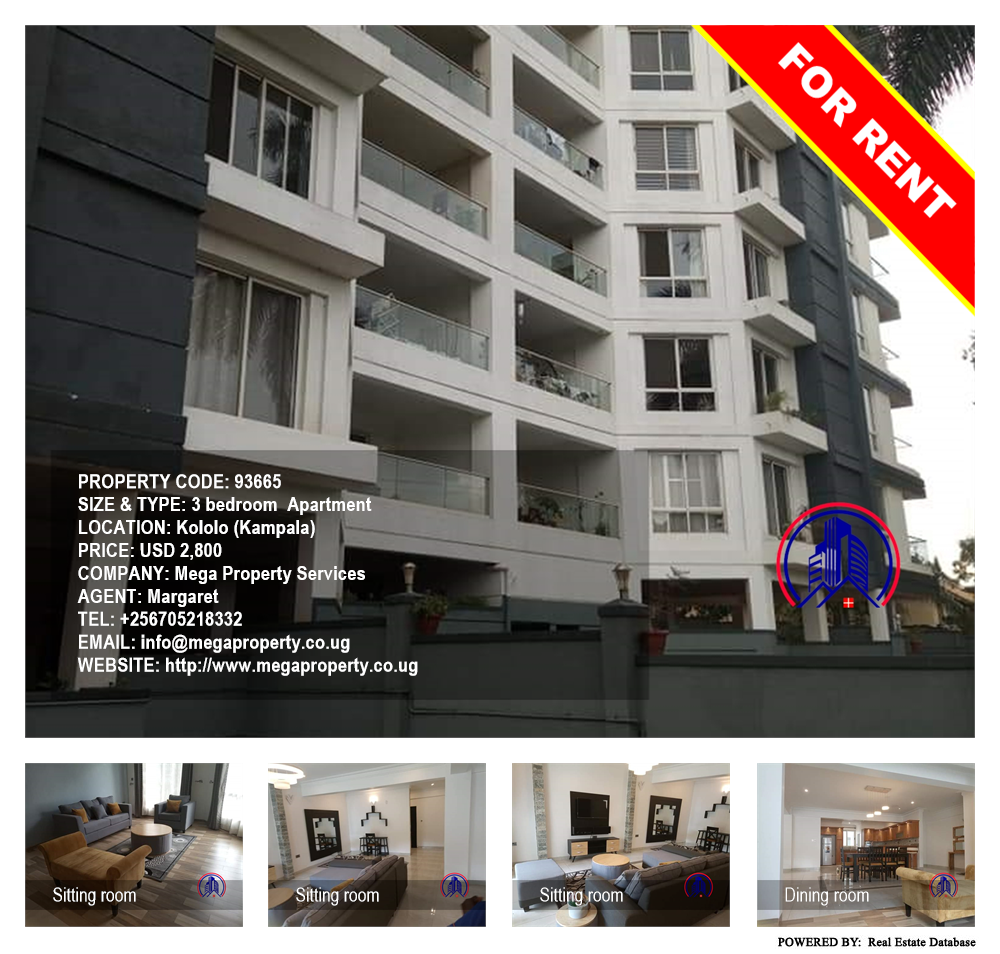 3 bedroom Apartment  for rent in Kololo Kampala Uganda, code: 93665