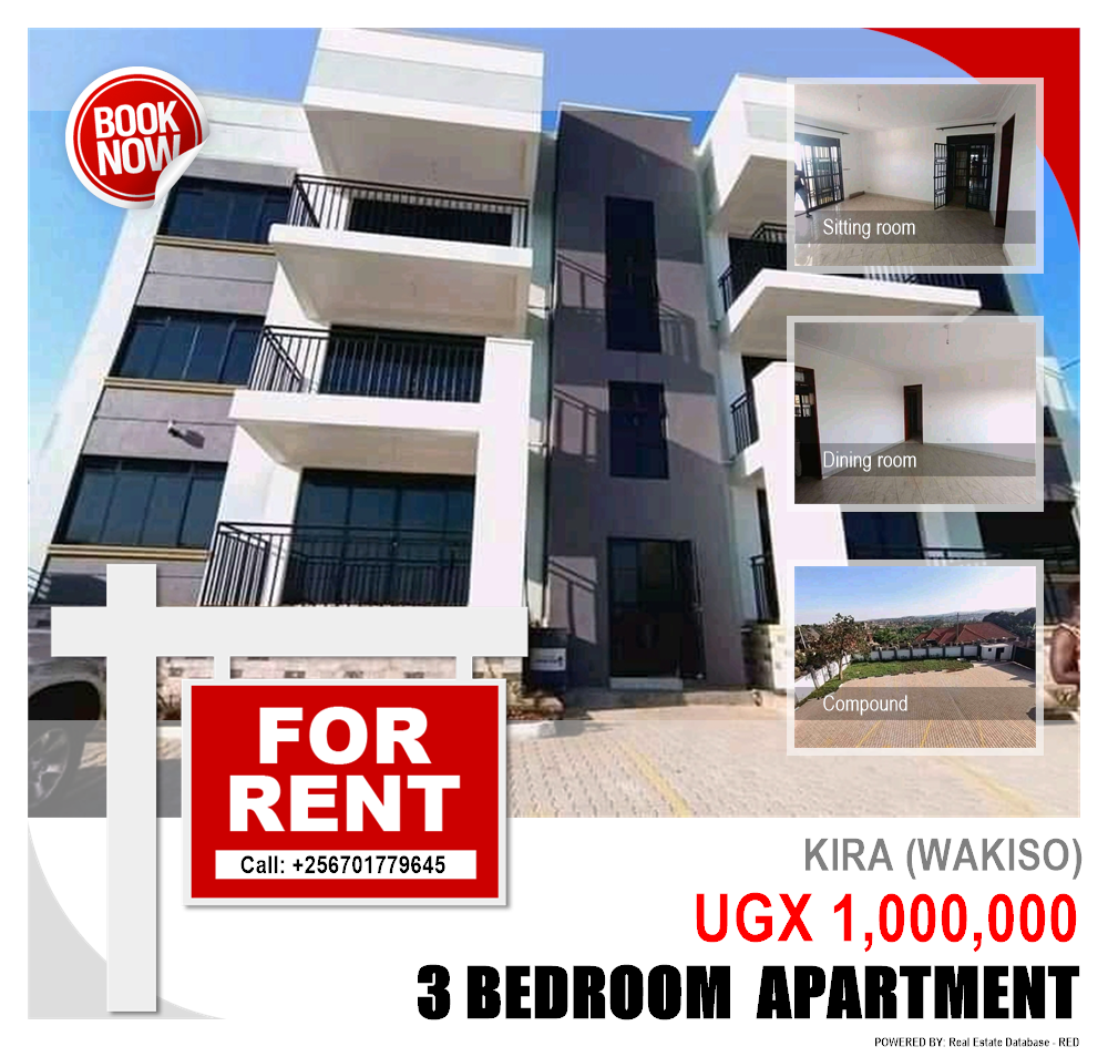 3 bedroom Apartment  for rent in Kira Wakiso Uganda, code: 93675