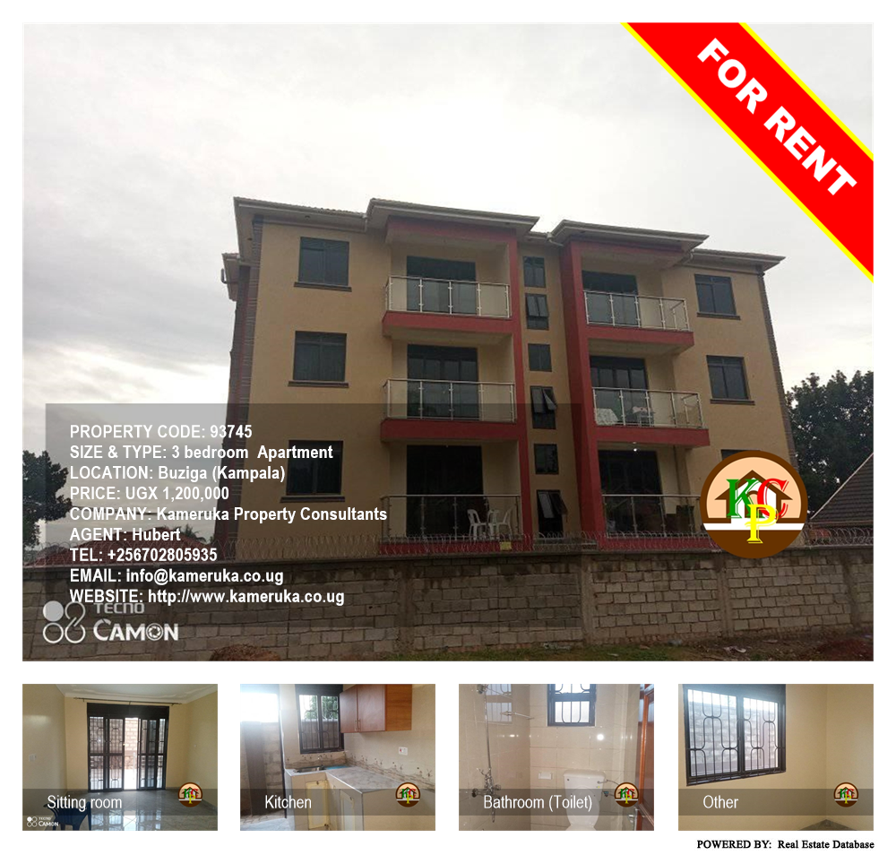 3 bedroom Apartment  for rent in Buziga Kampala Uganda, code: 93745