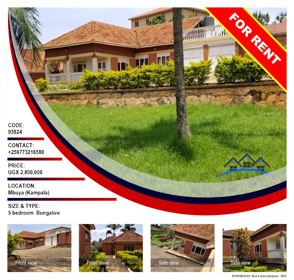 5 bedroom Bungalow  for rent in Mbuya Kampala Uganda, code: 93824