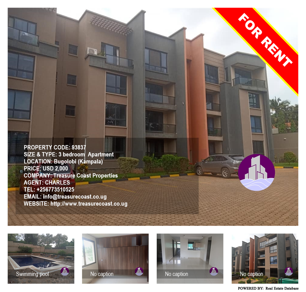 3 bedroom Apartment  for rent in Bugoloobi Kampala Uganda, code: 93837